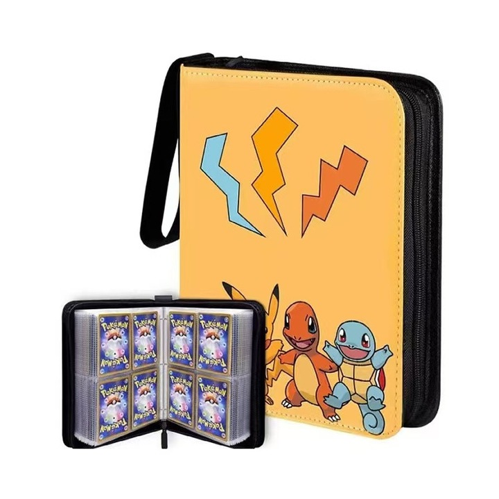 Portofel pentru carti de joc, 4 compartimente, 50 pagini, 452 sloturi, design unisex, cu fermoar