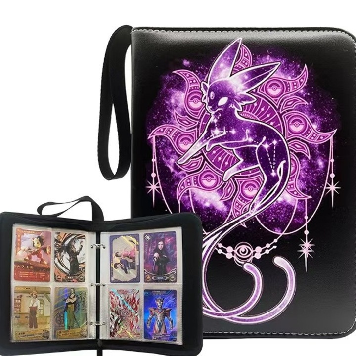 Kártyaalbum, 4 rekeszes, 50 oldal, 435 slot, cipzárral, többszínű