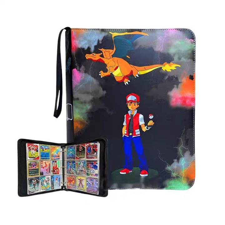 Suport documente pentru carti de joc, 4 compartimente, 50 pagini, 466 sloturi, multicolor