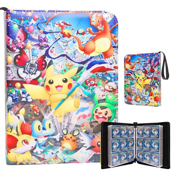 Portofel pentru carti de joc, 4 compartimente, 50 pagini, 471 sloturi, multicolor, unisex