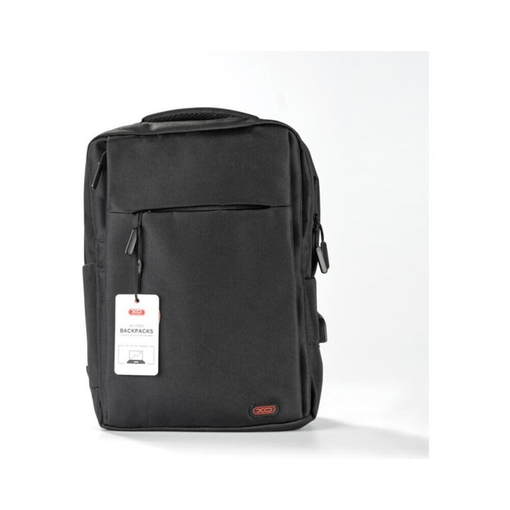 Rucsac Laptop 15.6”, Poliester Impermeabil, Compartimente Multiple, USB Lateral, Business/Scoala XO CB02, Negru
