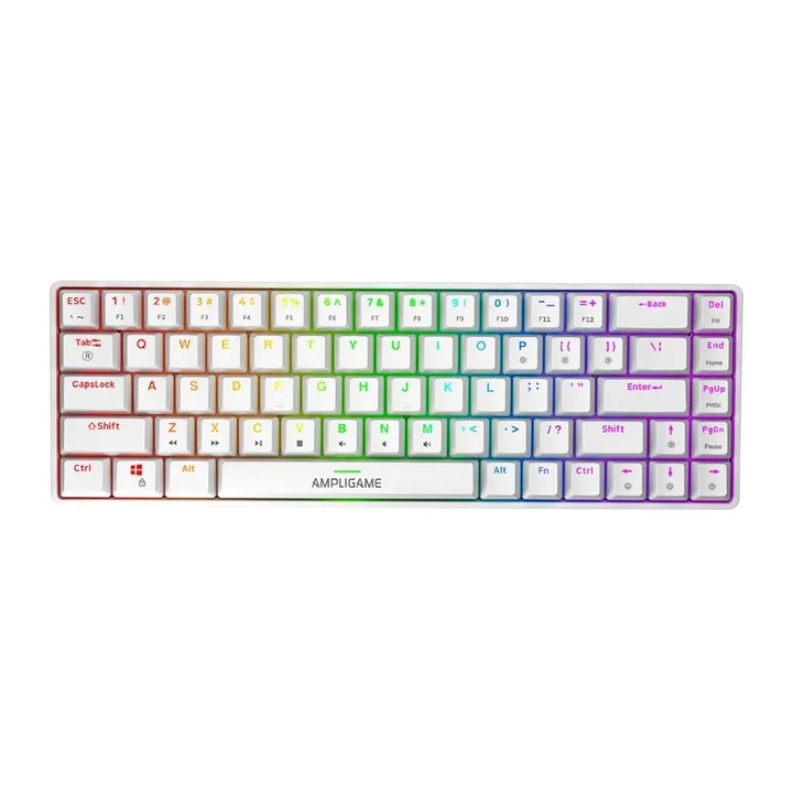 Fifine GK1W tastatura mecanica, 65% RGB (alb)