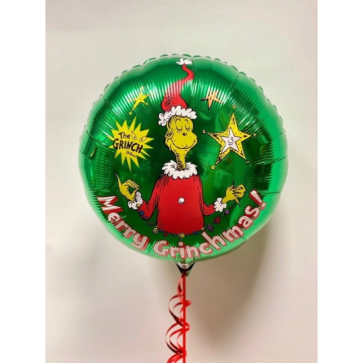 Original - Balon Rotund, Southern Sky, din Folie de Aluminiu, Tema Craciun, Model Grinch, 44x53 cm, Verde