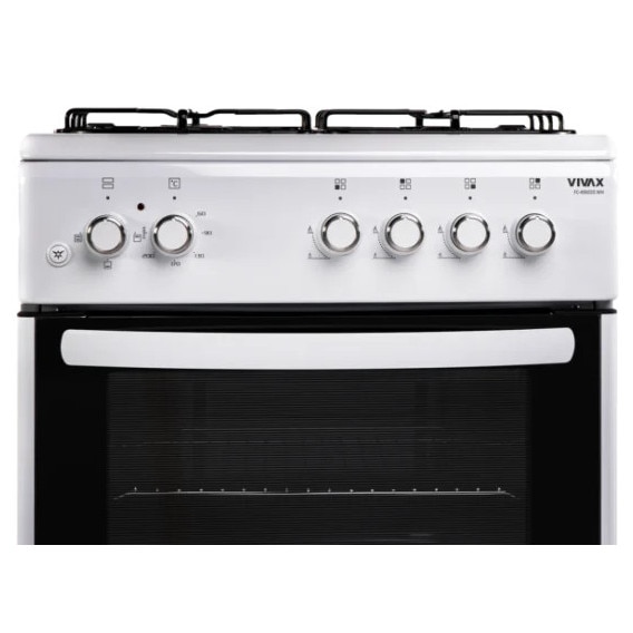 Aragaz Vivax FC-40602IS WH, 60x60 cm, 4 arzatoare pe gaz, cuptor electric, aprindere electrica, alb - Vivax