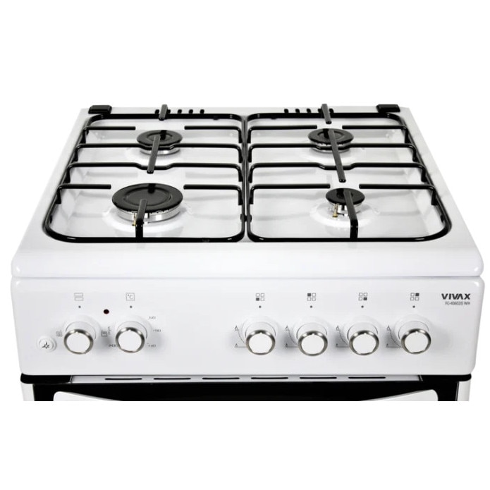 Aragaz Vivax FC-40602IS WH, 60x60 cm, 4 arzatoare pe gaz, cuptor electric, aprindere electrica, alb - Vivax