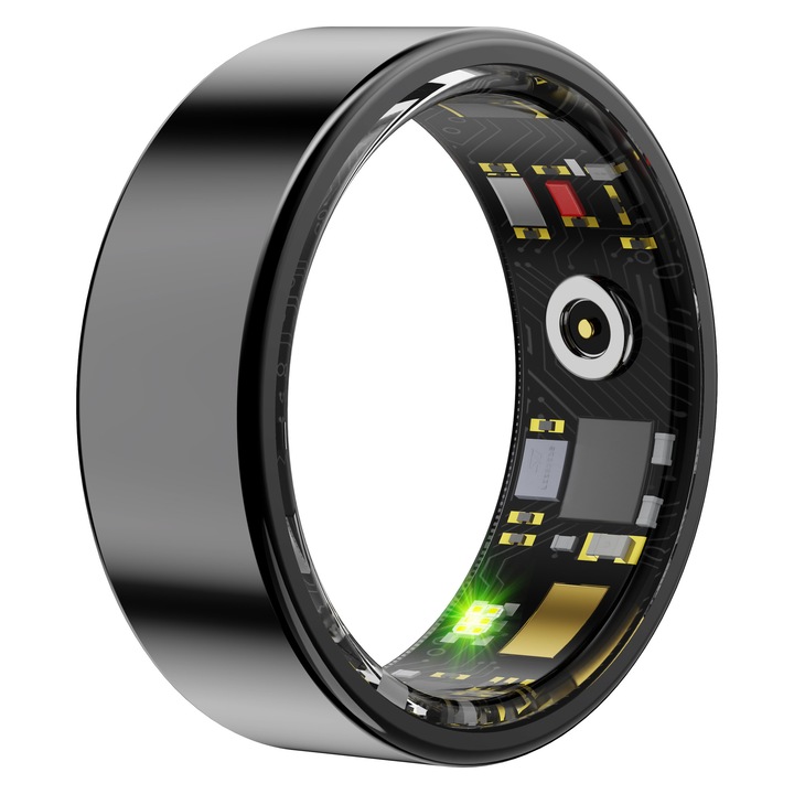 Inel smart ring inteligent pentru cupluri, fitness, exercitii fizice, somn, ritm cardiac, monitor pentru oxigenul din sange, pentru tensiune arteriala, marimea 10