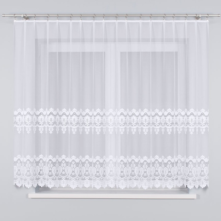 Perdea Firana Libretto jacquard, 500x250cm, gata de montat, usor de intretinut, alb