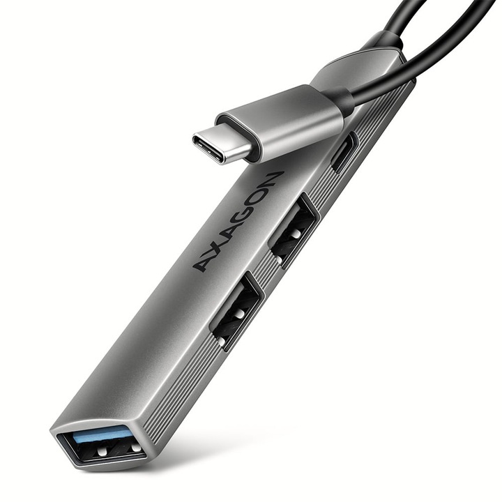 Хъб USB AXAGON HUE-STA, USB-C, USB-A, Сив