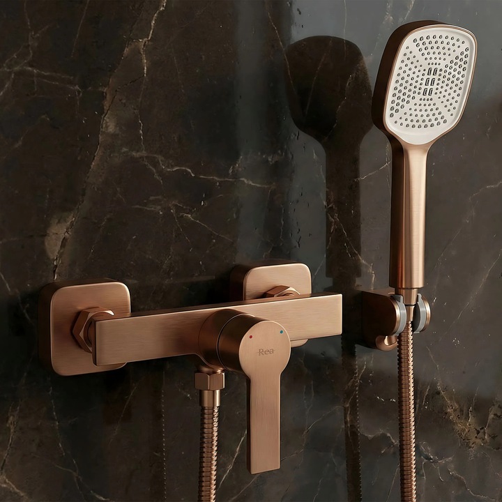 Baterie dus cu set de dus REA Argus cupru periat PVD