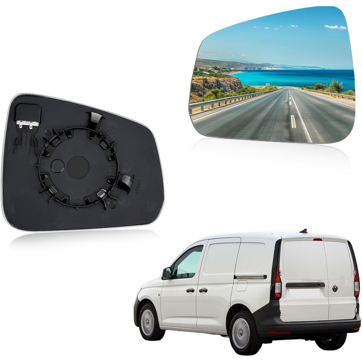 Fűtött, konvex bal tükörüveg VW Caddy V 2020-2024 és Ford Tourneo Connect 2022- modellekhez