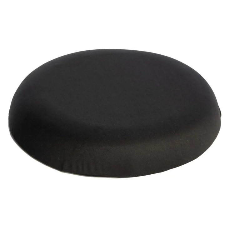 Perna ortopedica antiescare si pentru hemoroizi de sezut rotunda cu husa detasabila, neagra