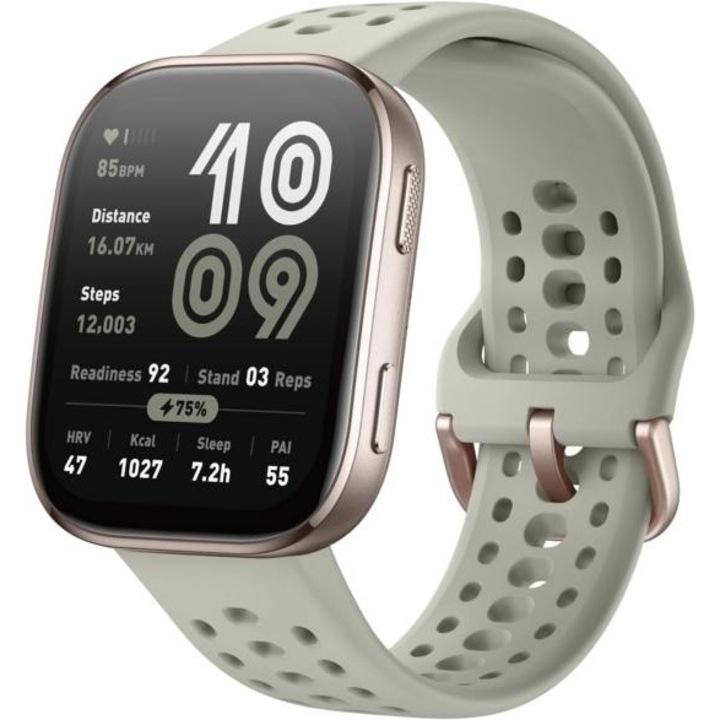 Ceas inteligent Amazfit Bip 6, monitorizare sănătate, 140+ moduri sportive, gri stâncă, 1,97 inch
