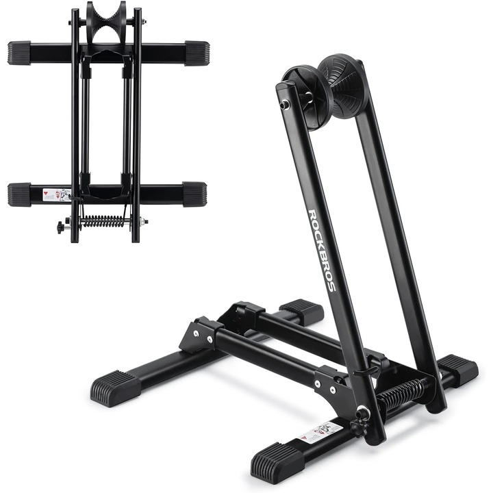 Suport pentru biciclete Rockbros pliabil din otel carbon, negru, 24-27, 5 inch, 2, 3 kg