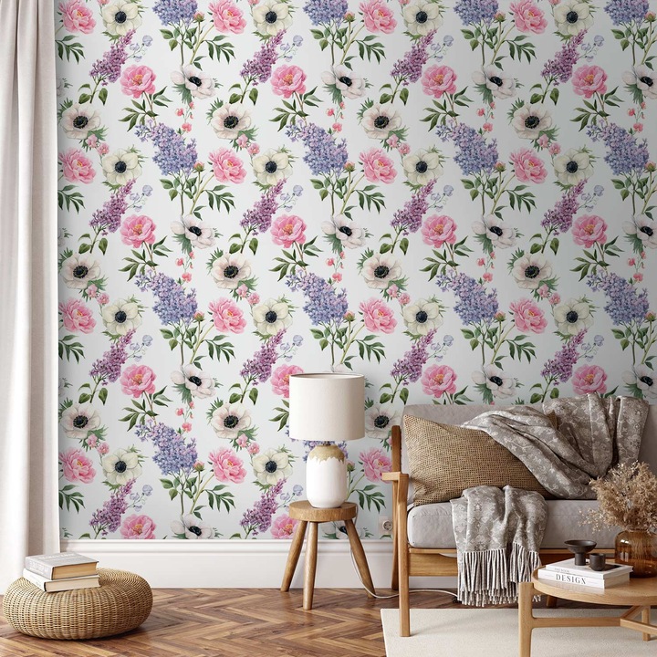 Tapet Autoadeziv - Roses and Lilacs - 49 x 1000 cm