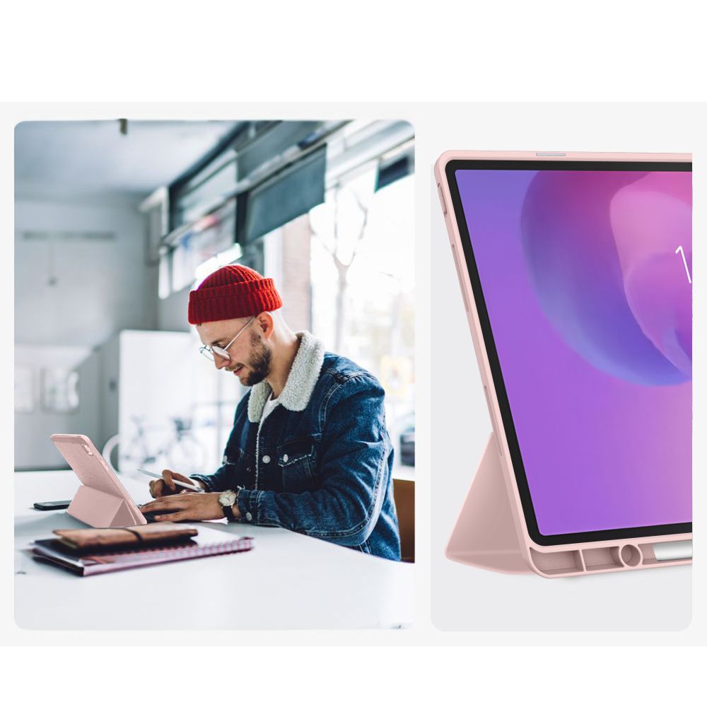 Husa Tech-Protect SmartCase Pen compatibila cu Lenovo Idea Tab Plus, 12.1 inch, Roz