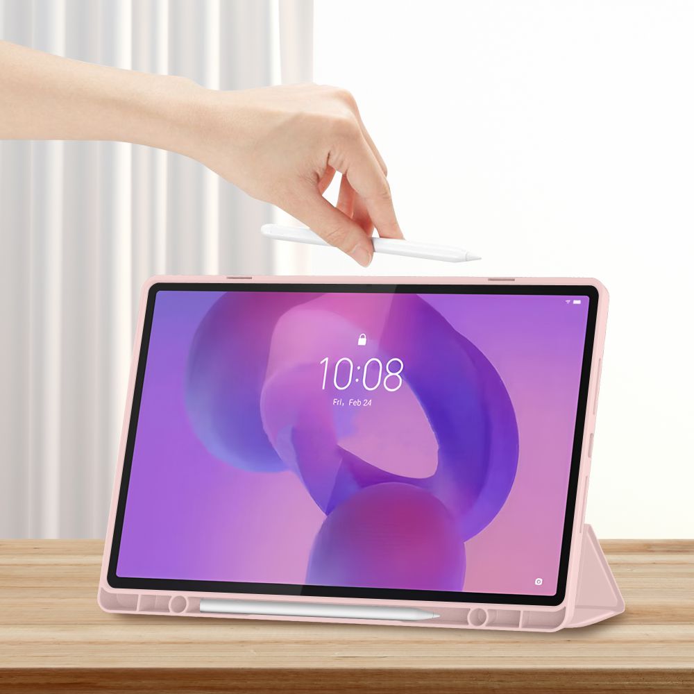 Husa Tech-Protect SmartCase Pen compatibila cu Lenovo Idea Tab Plus, 12.1 inch, Roz