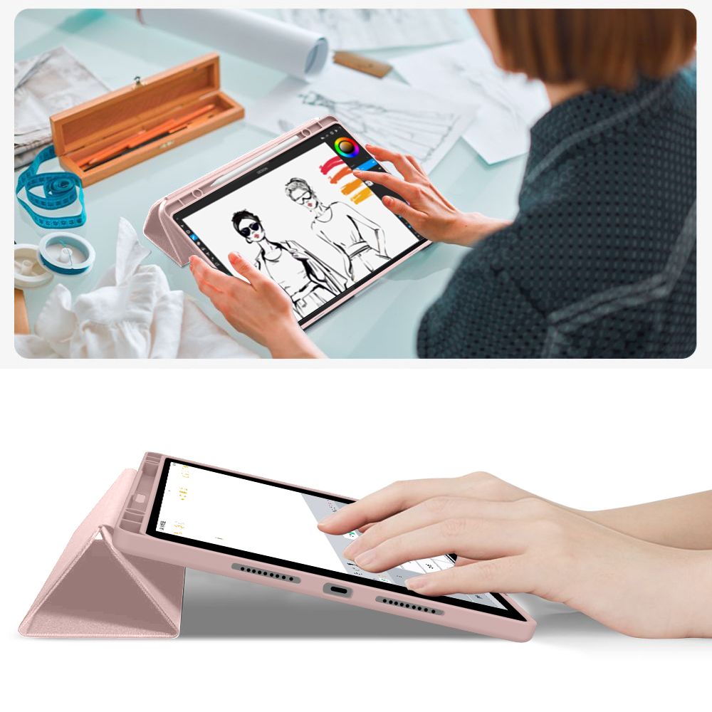 Husa Tech-Protect SmartCase Pen compatibila cu Lenovo Idea Tab Plus, 12.1 inch, Roz