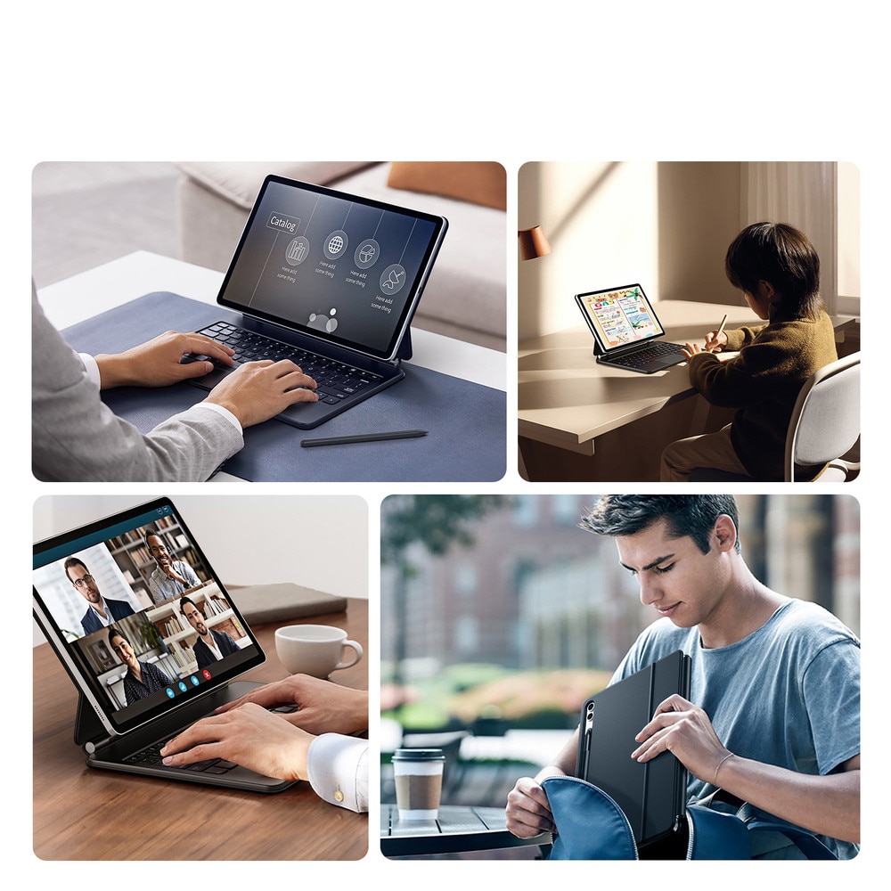 Husa cu tastatura Dux Ducis MK Series compatibila cu Samsung Galaxy Tab S9 Plus / Tab S8 Plus / Tab S7 Plus, 12.4 inch, Negru