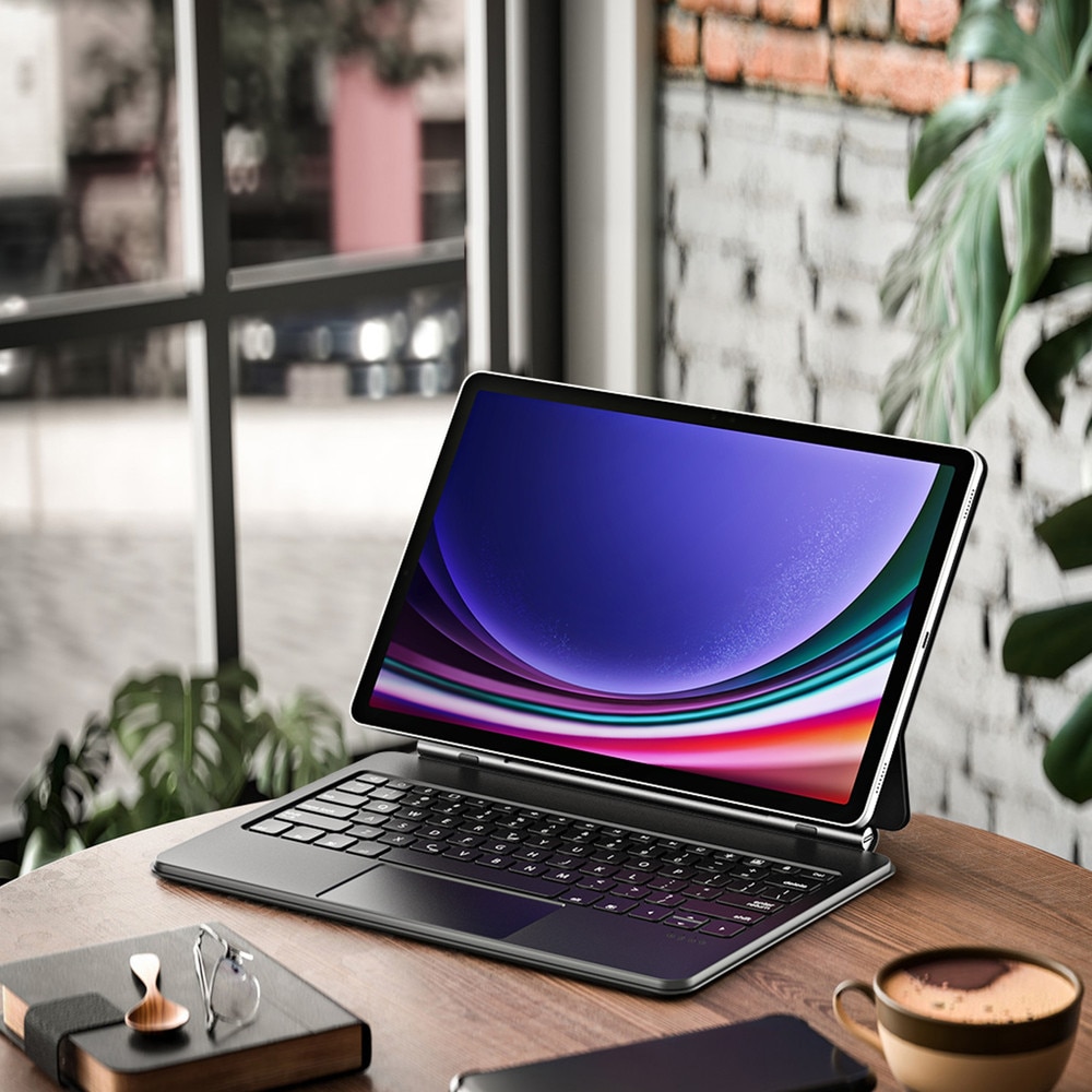 Husa cu tastatura Dux Ducis MK Series compatibila cu Samsung Galaxy Tab S9 Plus / Tab S8 Plus / Tab S7 Plus, 12.4 inch, Negru