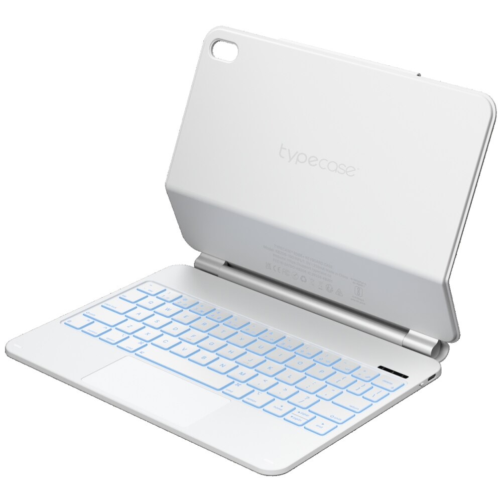 Carcasa cu tastatura Typecase Edge Plus compatibila cu iPad 11 inch (A16) 2025 / iPad 10.9 inch 2022, Alb