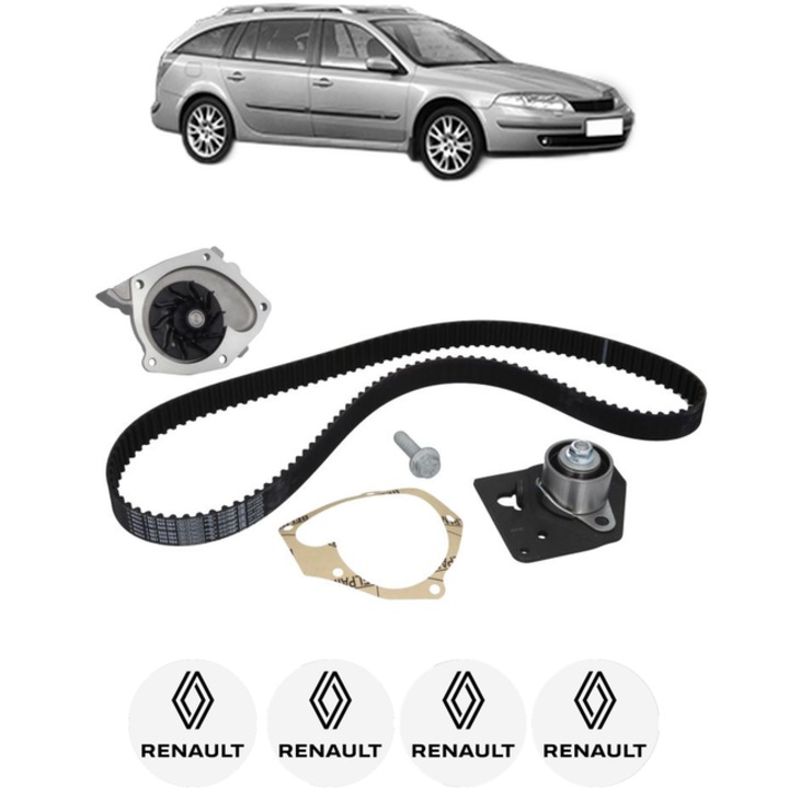 Set pompa apa si curea distributie RENAULT LAGUNA II Grandtour (KG0/1_) 1.9 dCi (KG0E, KG0R) 100 CP din 2001 - 2005, Bosch, 4x Stickere auto cu RENAULT