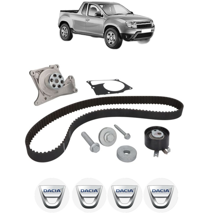 Set pompa apa si curea distributie DACIA LOGAN Pickup (US_) 1.5 dCi 75 CP din 2010, Bosch, 4x Stickere auto cu DACIA