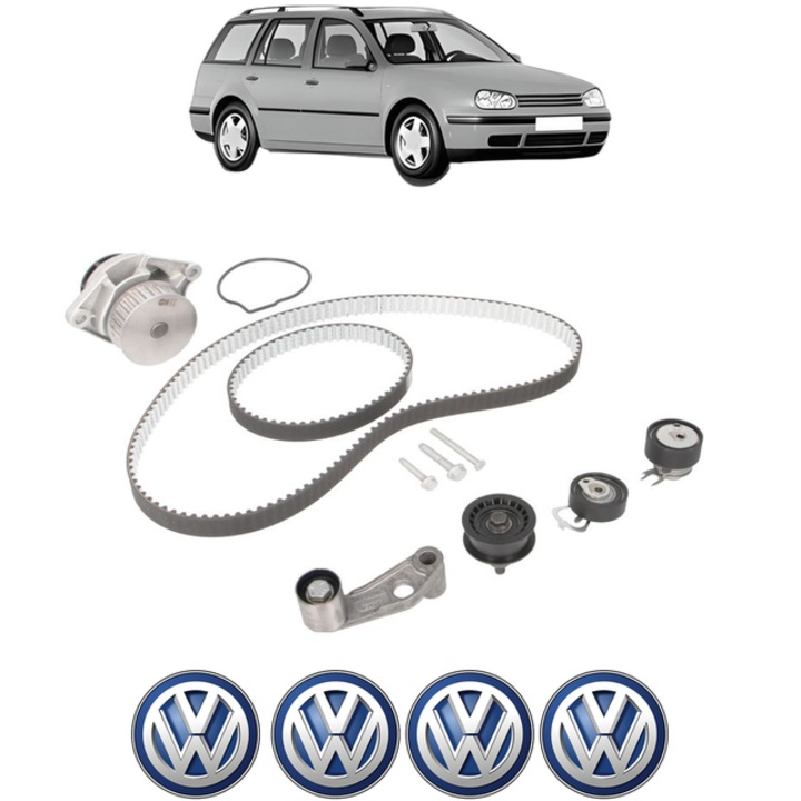 Set pompa apa si curea distributie Volkswagen GOLF IV Variant (1J5) 1.4 16V 75 CP din 1999 - 2006, Bosch, 4x Stickere auto cu Volkswagen