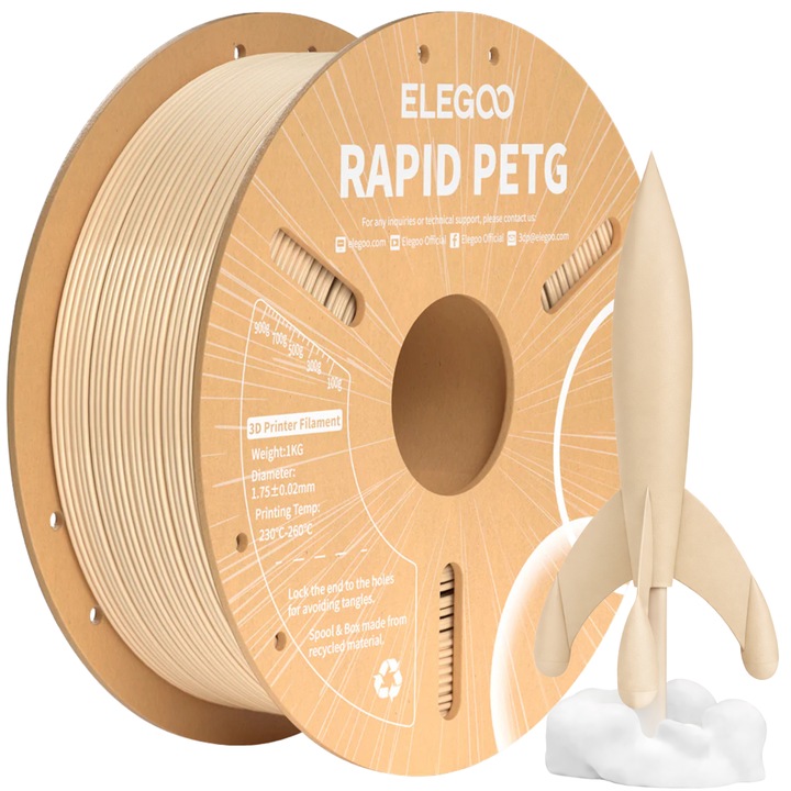 Филамент, Elegoo Rapid PETG, 1 кг, бежов, за 3D принтер