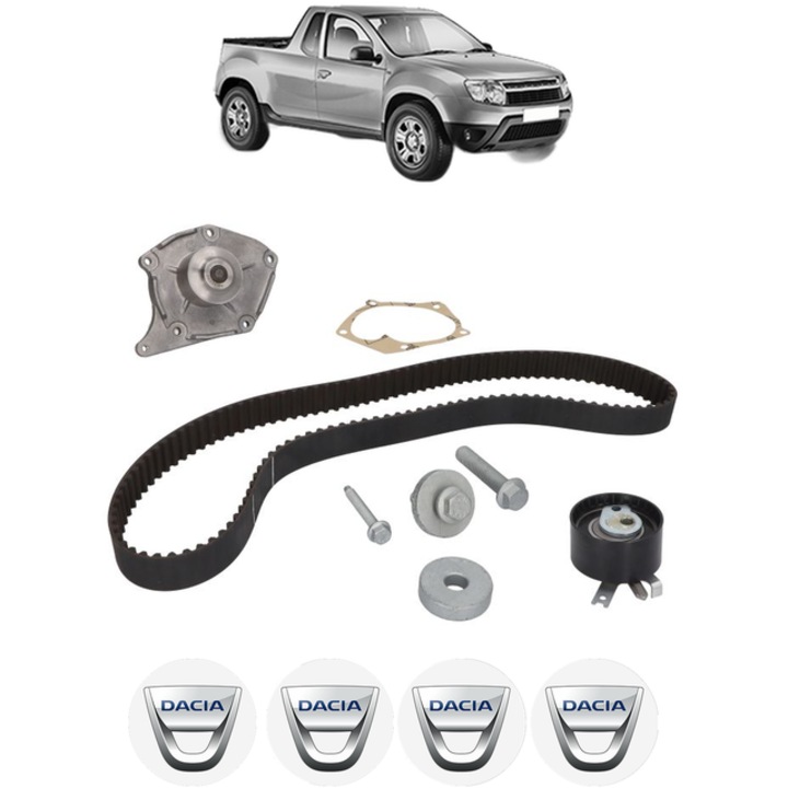Set pompa apa si curea distributie DACIA LOGAN Pickup (US_) 1.5 dCi (US0W) 86 CP din 2008, Bosch, 4x Stickere auto cu DACIA