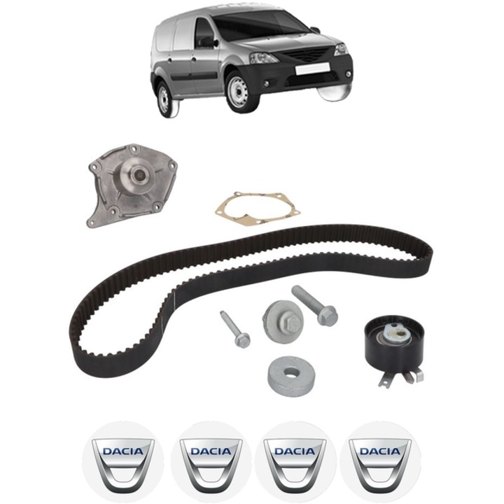 Set pompa apa si curea distributie DACIA LOGAN EXPRESS (FS_) 1.5 dCi (FS0W) 86 CP din 2009, Bosch, 4x Stickere auto cu DACIA