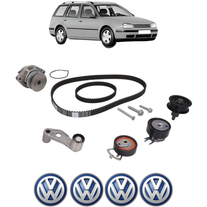 Set pompa apa si curea distributie Volkswagen GOLF IV Variant (1J5) 1.4 16V 75 CP din 1999 - 2006, Bosch, 4x Stickere auto cu Volkswagen