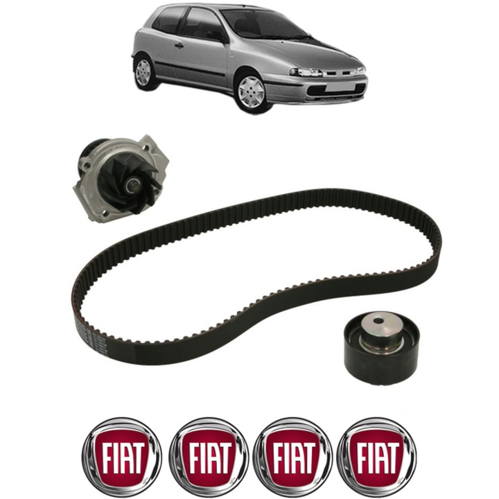 Set pompa apa si curea distributie FIAT BRAVO I (182_) 1.2 16V 80 80 CP din 2000 - 2001, Bosch, 4x Stickere auto cu FIAT