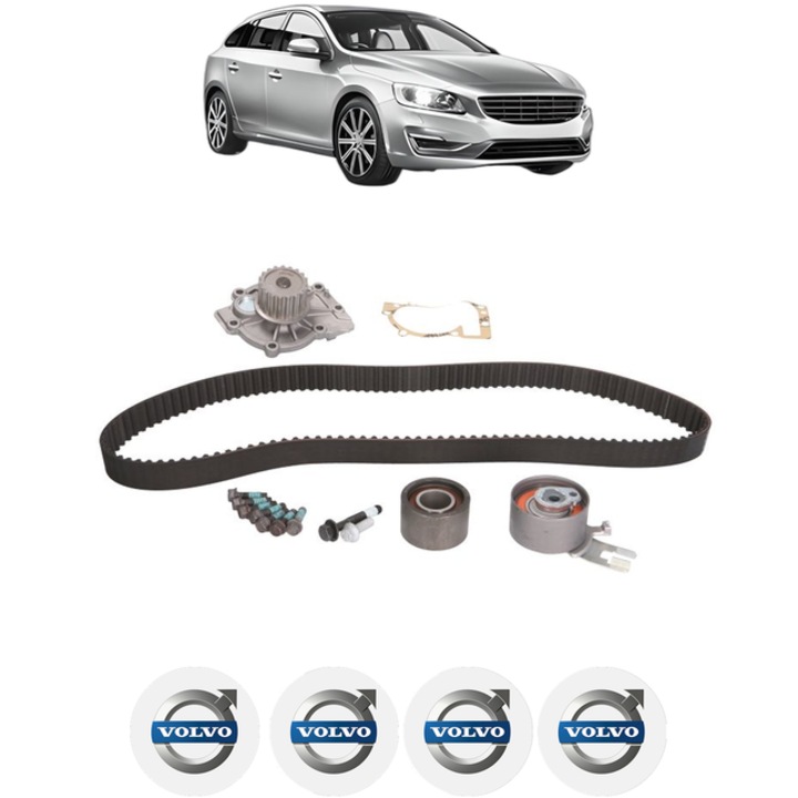 Set pompa apa si curea distributie VOLVO V60 I (155) D3 136 CP din 2012 - 2015, Bosch, 4x Stickere auto cu VOLVO