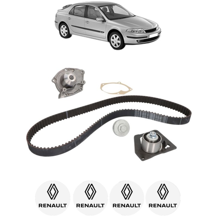 Set pompa apa si curea distributie RENAULT LAGUNA II (BG0/1_) 1.9 dCi (BG08, BG0G) 120 CP din 2001 - 2007, Bosch, 4x Stickere auto cu RENAULT