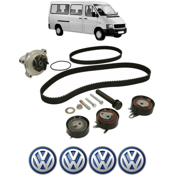 Set pompa apa si curea distributie Volkswagen LT 28-35 II Bus (2DB, 2DE, 2DK) 2.5 TDI 95 CP din 2001 - 2006, Bosch, 4x Stickere auto cu Volkswagen