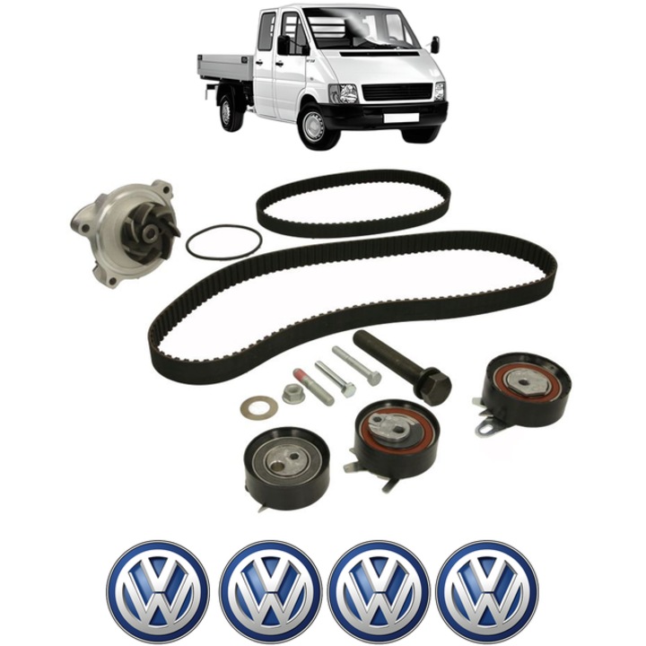 Set pompa apa si curea distributie Volkswagen LT 28-46 II Platform/Chassis (2DC, 2DF, 2DG, 2DL, 2DM) 2.5 TDI 95 CP din 2001 - 2006, Bosch, 4x Stickere auto cu Volkswagen