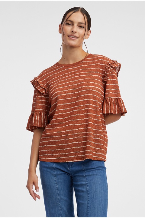 Orsay, Bluza in dungi cu volane, Maro scortisoara