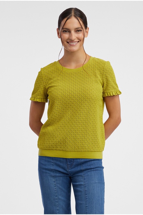 Orsay, Tricou texturat cu decolteu rotund, Verde lime