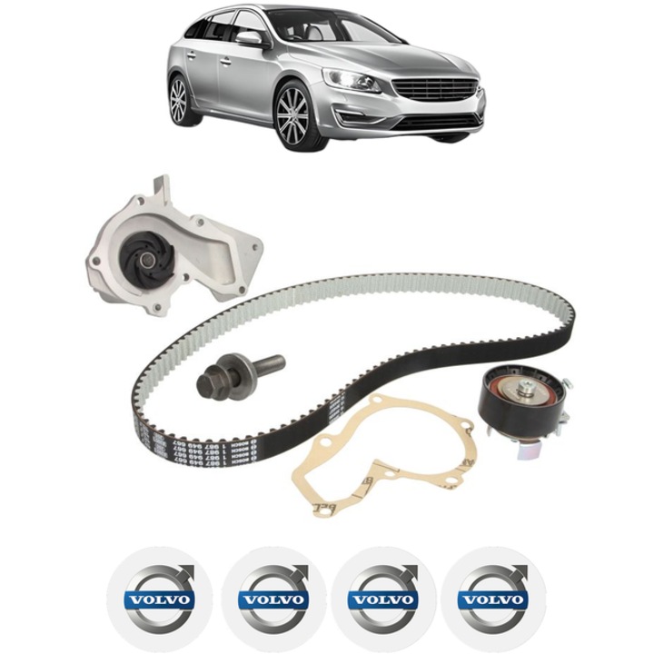 Set pompa apa si curea distributie VOLVO V60 I (155) T4F 180 CP din 2011 - 2015, Bosch, 4x Stickere auto cu VOLVO