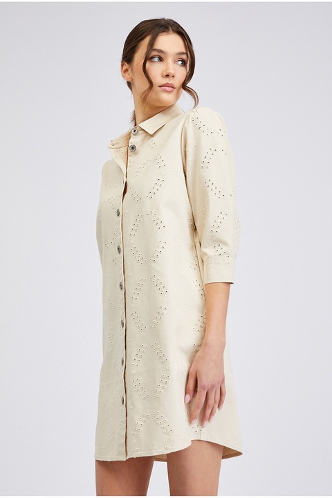 Orsay, Rochie-camasa dreapta cu design perforat, Bej deschis