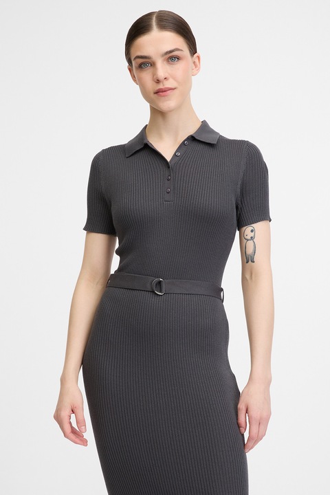 orsay, Rochie midi cambrata cu striatii, Gri antracit