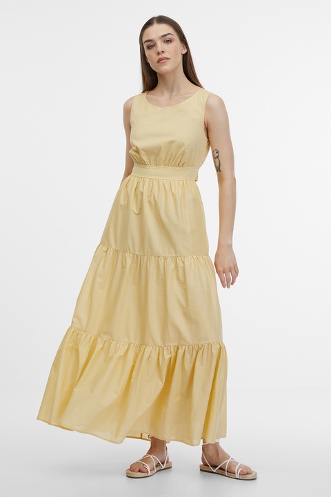 Orsay, Rochie lunga cu decolteu rotund, Galben pai