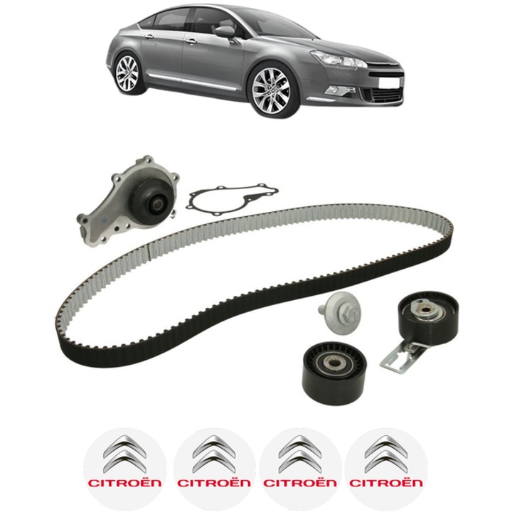 Set pompa apa si curea distributie CITROEN C5 III (RD_) 1.6 HDi 115 (RD9HRA, RD9HLA, RD9HL0) 114 CP din 2012 - 2015, Bosch, 4x Stickere auto cu CITROEN