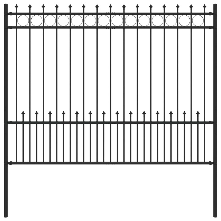 Gard Spike Ring vidaXL, Negru 200 x 200 cm Otel vopsit electrostatic
