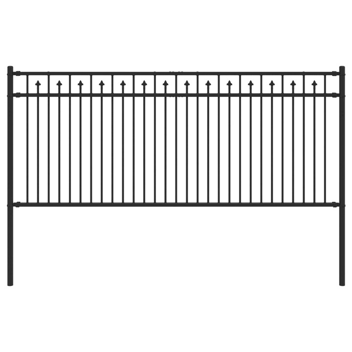 Gard cu Varfuri vidaXL, Negru 200 x 130 cm Otel vopsit electrostatic