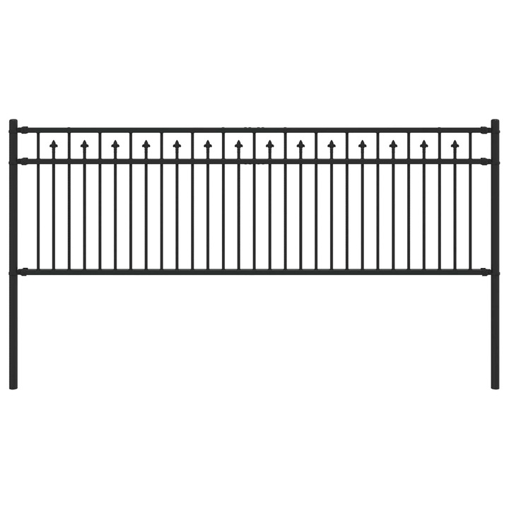 Gard cu Varfuri vidaXL, Negru 200 x 110 cm Otel vopsit electrostatic