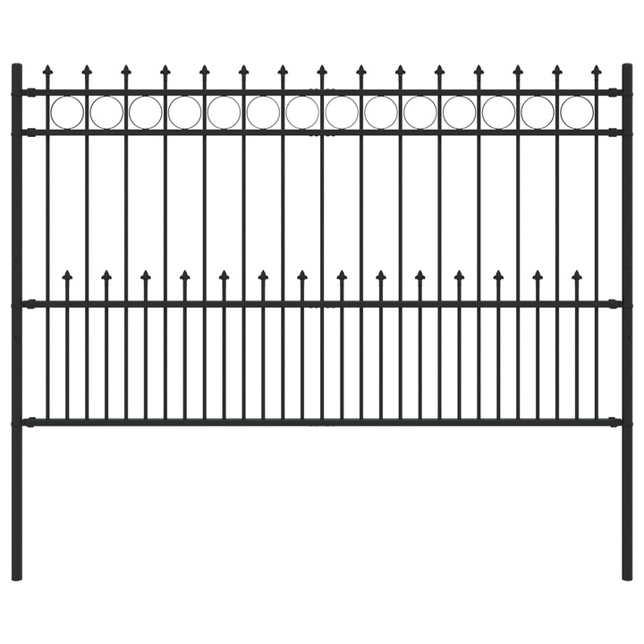 Gard Spike Ring vidaXL, Negru 200 x 130 cm Otel vopsit electrostatic