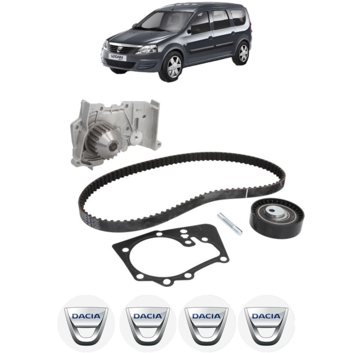Set pompa apa si curea distributie DACIA LOGAN MCV (KS_) 1.6 Bifuel 84 CP din 2010, Bosch, 4x Stickere auto cu DACIA