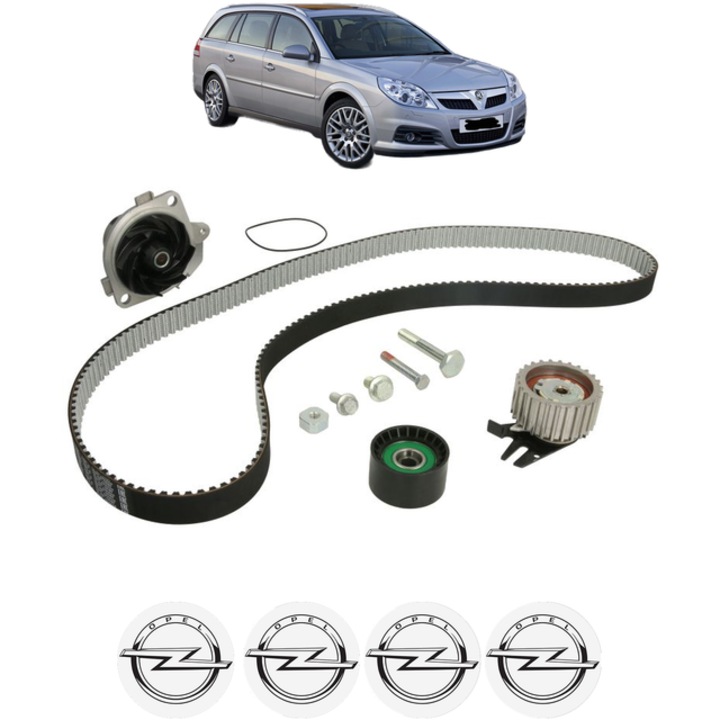 Set pompa apa si curea distributie OPEL VECTRA C Estate (Z02) 1.9 CDTI (F35) 100 CP din 2005 - 2008, Bosch, 4x Stickere auto cu OPEL