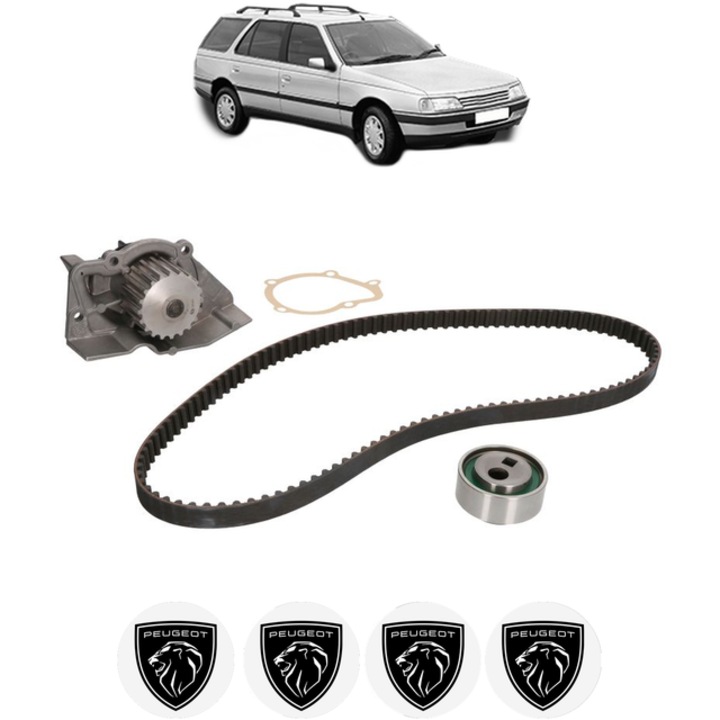 Set pompa apa si curea distributie PEUGEOT 405 I Break (15E) 1.6 88 CP din 1988 - 1992, Bosch, 4x Stickere auto cu PEUGEOT